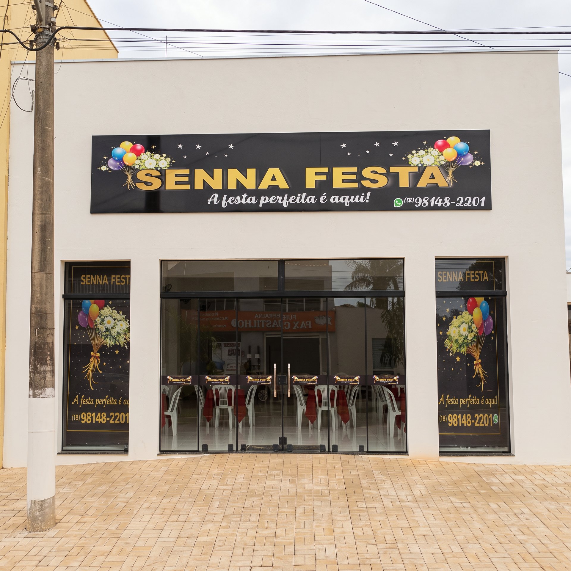 Fachada do salão de festas Senna Festa em Castilho-SP
